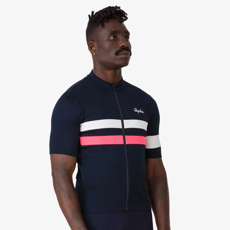 Best Sale Rapha Men'S Brevet Jersey Dark Navy/High-Vis Pink/White