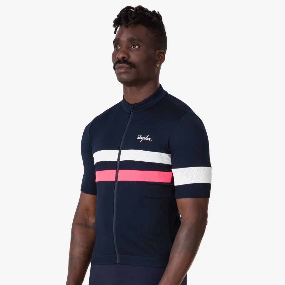 Best Sale Rapha Men'S Brevet Jersey Dark Navy/High-Vis Pink/White