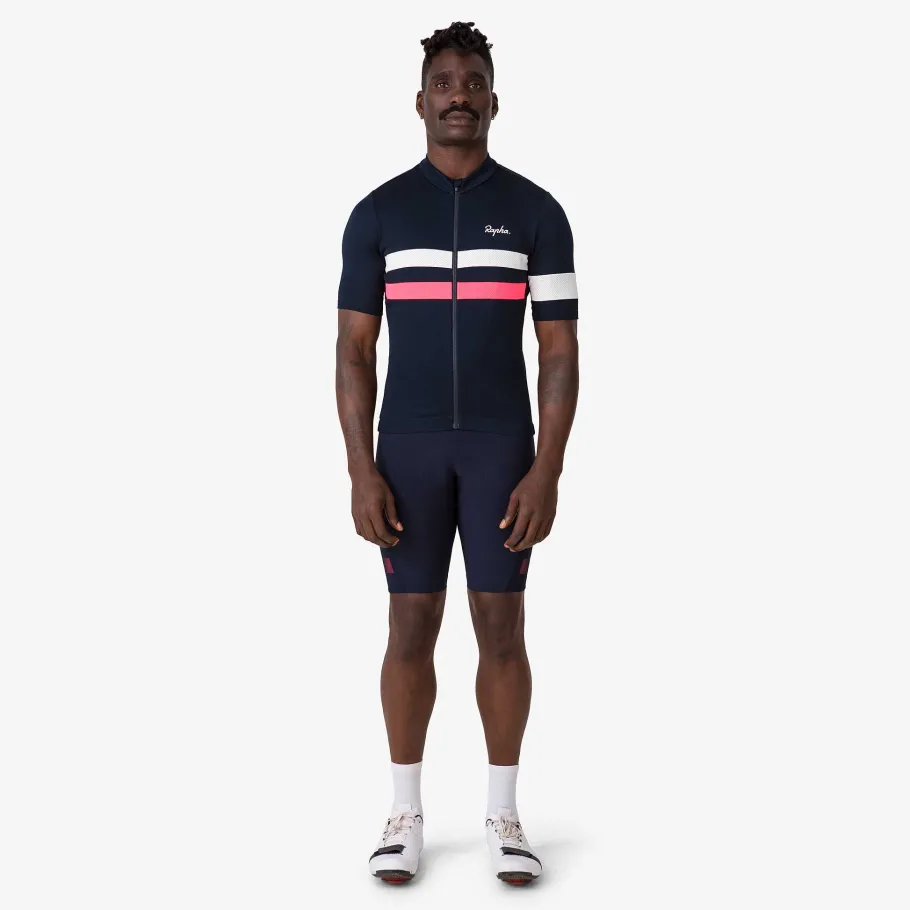 Best Sale Rapha Men'S Brevet Jersey Dark Navy/High-Vis Pink/White