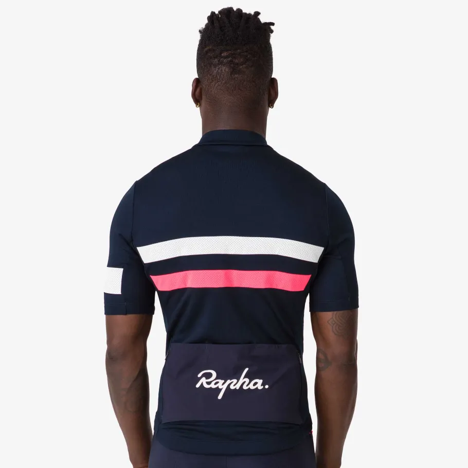 Best Sale Rapha Men'S Brevet Jersey Dark Navy/High-Vis Pink/White