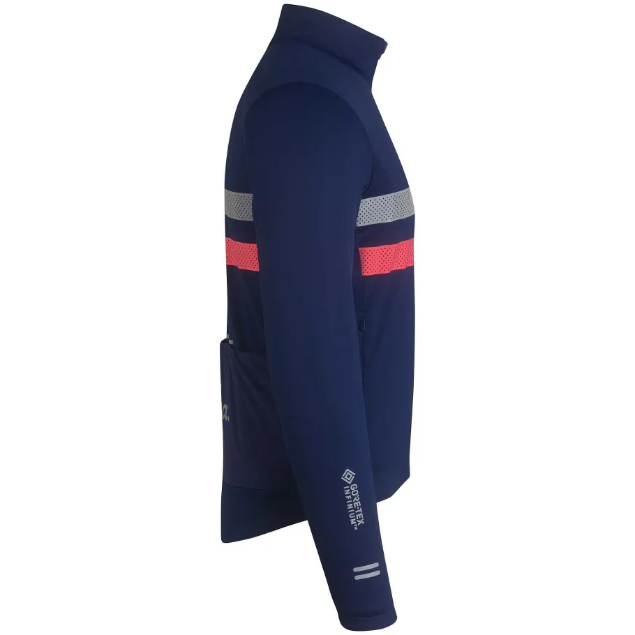 Best Sale Rapha Men'S Brevet Long Sleeve Gore-Tex Infinium Jersey Navy/Hi-Vis Pink