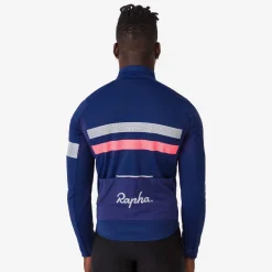 Best Sale Rapha Men'S Brevet Long Sleeve Gore-Tex Infinium Jersey Navy/Hi-Vis Pink