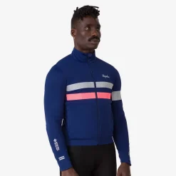 Best Sale Rapha Men'S Brevet Long Sleeve Gore-Tex Infinium Jersey Navy/Hi-Vis Pink