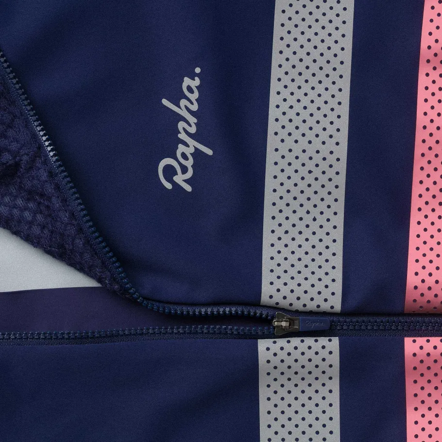 Best Sale Rapha Men'S Brevet Long Sleeve Gore-Tex Infinium Jersey Navy/Hi-Vis Pink