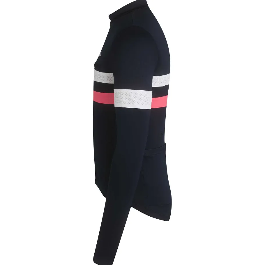 Sale Rapha Men'S Brevet Long Sleeve Jersey Dark Navy/High-Vis Pink/White