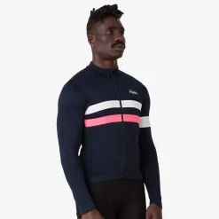 Sale Rapha Men'S Brevet Long Sleeve Jersey Dark Navy/High-Vis Pink/White