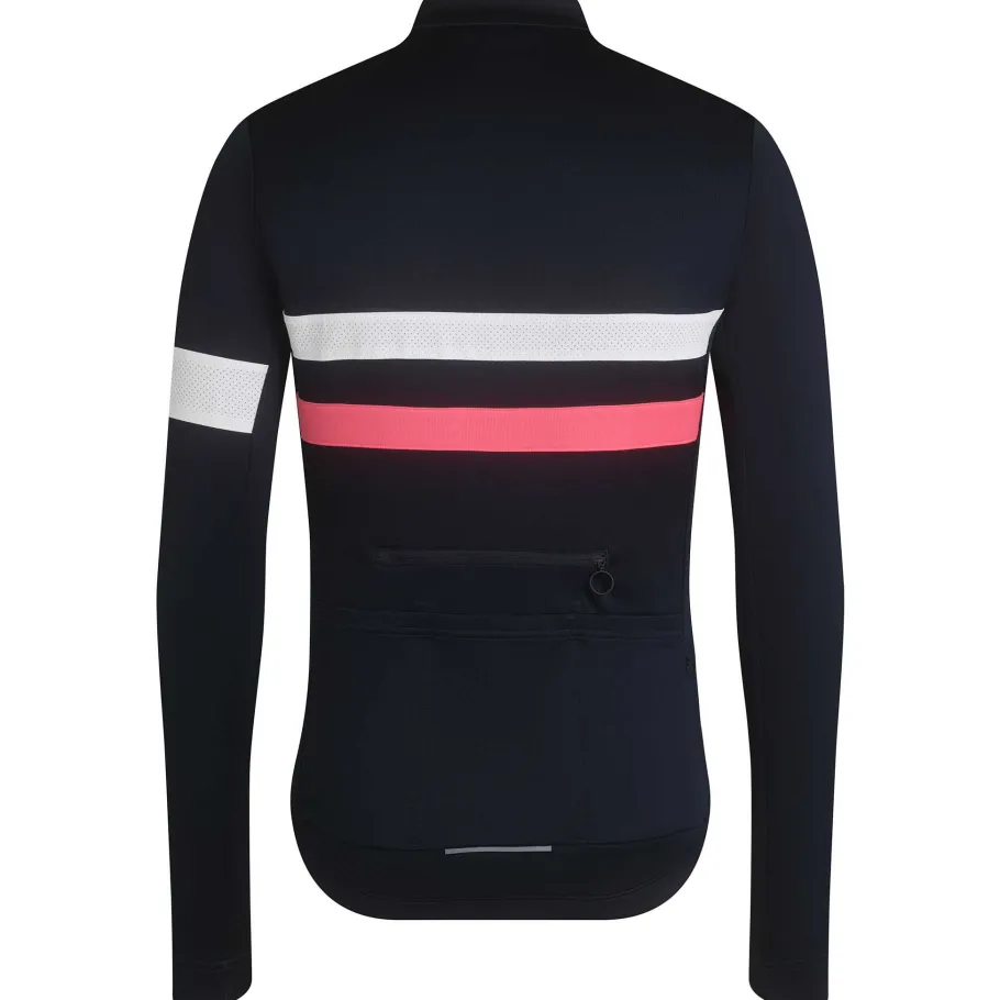 Sale Rapha Men'S Brevet Long Sleeve Jersey Dark Navy/High-Vis Pink/White