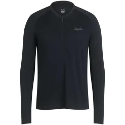 New Rapha Men'S Explore Long Sleeve Zip Neck Tech T-Shirt Black/Black