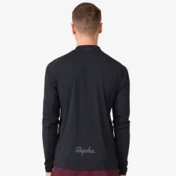 New Rapha Men'S Explore Long Sleeve Zip Neck Tech T-Shirt Black/Black