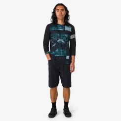 Hot Rapha Men'S Printed Trail 3/4 Sleeve Jersey Black/Blue Green