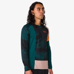Sale Rapha Men'S Printed Trail Long Sleeve Technical T-Shirt Pistachio/Orange