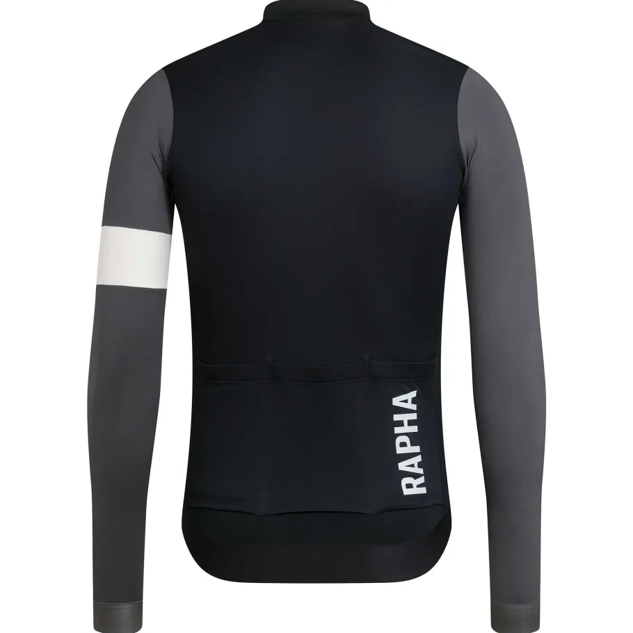 Clearance Rapha Men'S Pro Team Long Sleeve Training Jersey Black/Carbon Grey/White