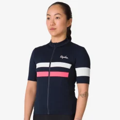 Outlet Rapha Women'S Brevet Jersey Dark Navy/High-Vis Pink/White