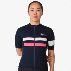 Outlet Rapha Women'S Brevet Jersey Dark Navy/High-Vis Pink/White