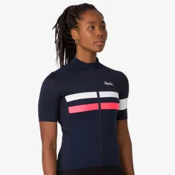 Best Sale Rapha Women'S Brevet Lightweight Jersey Dark Navy/High-Vis Pink/White