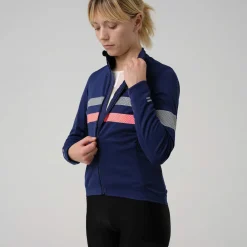 Flash Sale Rapha Women'S Brevet Ls Gore-Tex Infinium Jersey Navy/Hi-Vis Pink