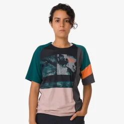 Outlet Rapha Women'S Printed Trail Technical T-Shirt Pistachio/Orange
