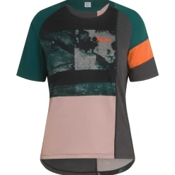 Outlet Rapha Women'S Printed Trail Technical T-Shirt Pistachio/Orange