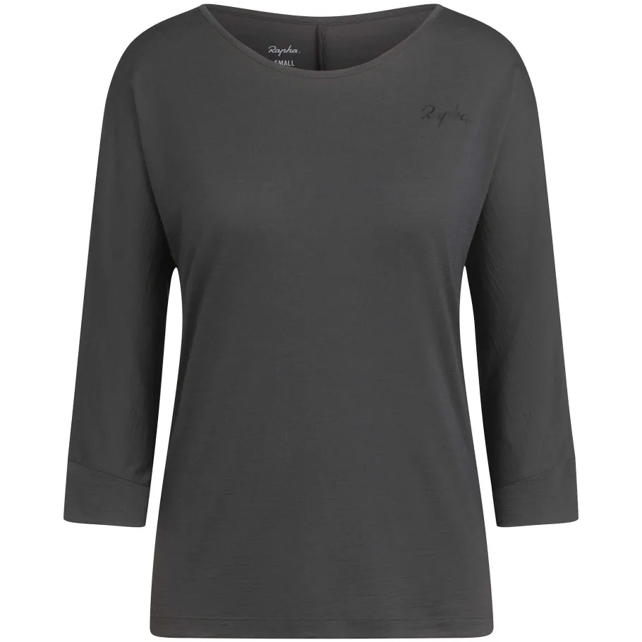 Cheap Rapha Women'S Trail Merino 3/4 Sleeve Top Dark Grey/Black