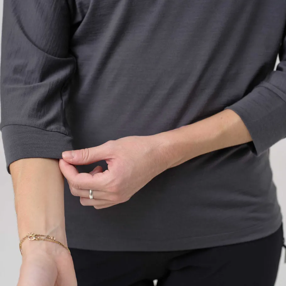 Cheap Rapha Women'S Trail Merino 3/4 Sleeve Top Dark Grey/Black